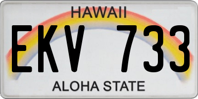 HI license plate EKV733