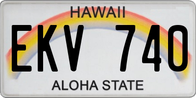 HI license plate EKV740