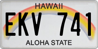 HI license plate EKV741