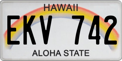 HI license plate EKV742