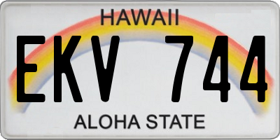 HI license plate EKV744