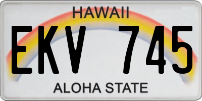 HI license plate EKV745
