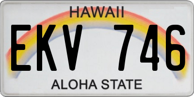 HI license plate EKV746
