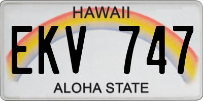 HI license plate EKV747