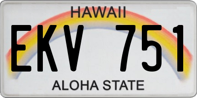 HI license plate EKV751