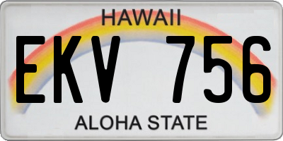 HI license plate EKV756