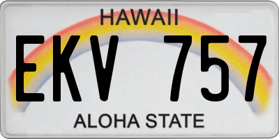 HI license plate EKV757