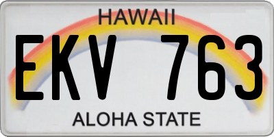 HI license plate EKV763