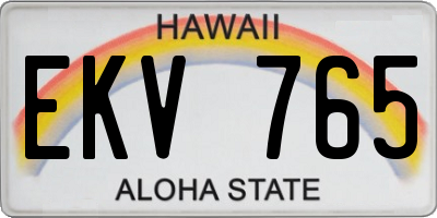 HI license plate EKV765