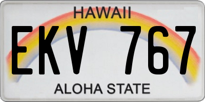 HI license plate EKV767