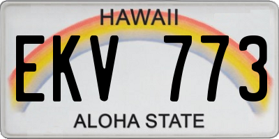 HI license plate EKV773