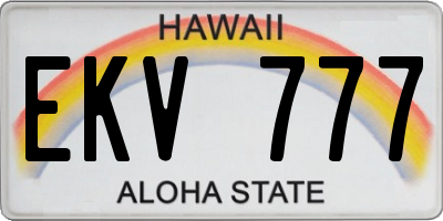 HI license plate EKV777