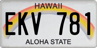 HI license plate EKV781