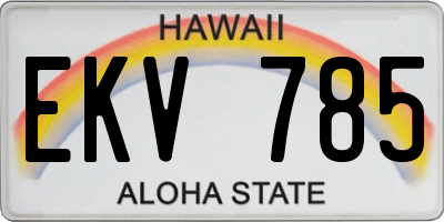 HI license plate EKV785
