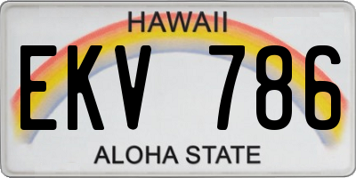 HI license plate EKV786