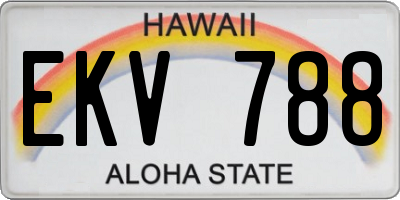 HI license plate EKV788