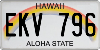 HI license plate EKV796