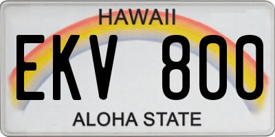 HI license plate EKV800