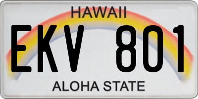 HI license plate EKV801