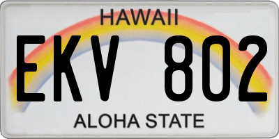 HI license plate EKV802