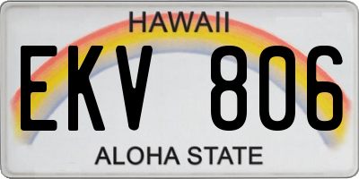 HI license plate EKV806