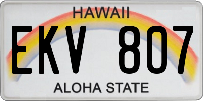 HI license plate EKV807