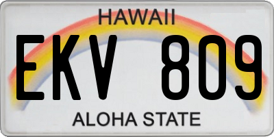 HI license plate EKV809