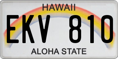 HI license plate EKV810