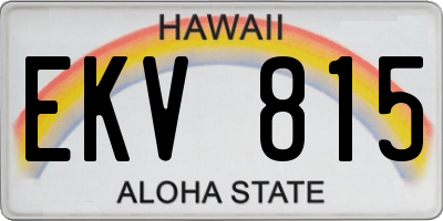 HI license plate EKV815