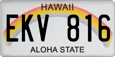 HI license plate EKV816