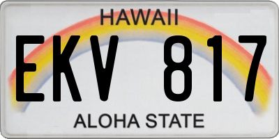 HI license plate EKV817