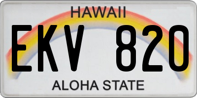 HI license plate EKV820