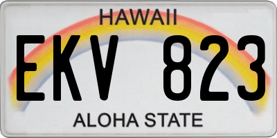 HI license plate EKV823