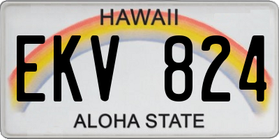 HI license plate EKV824