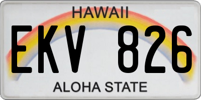 HI license plate EKV826
