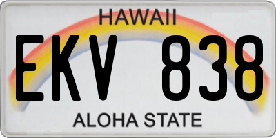 HI license plate EKV838