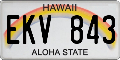 HI license plate EKV843