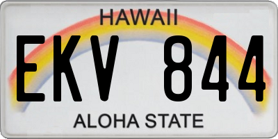 HI license plate EKV844