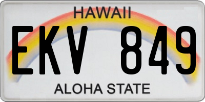 HI license plate EKV849
