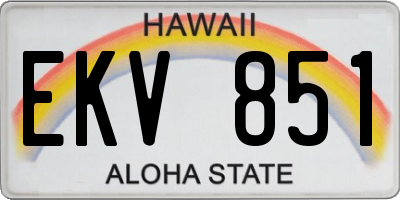 HI license plate EKV851
