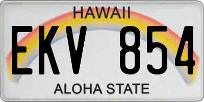HI license plate EKV854