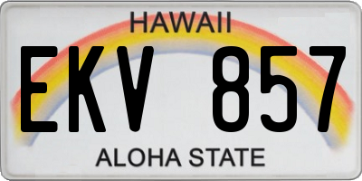 HI license plate EKV857