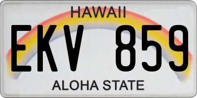 HI license plate EKV859