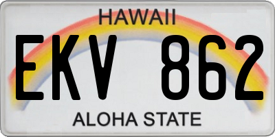 HI license plate EKV862
