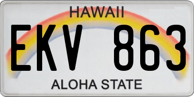 HI license plate EKV863
