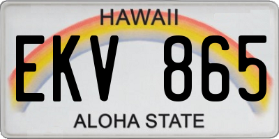 HI license plate EKV865