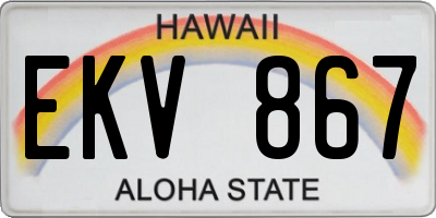 HI license plate EKV867