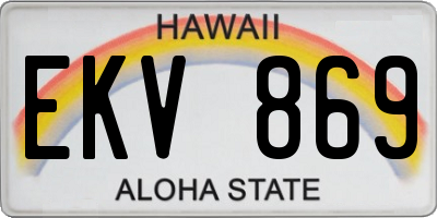 HI license plate EKV869