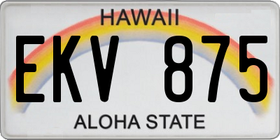 HI license plate EKV875