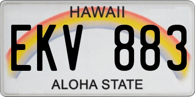 HI license plate EKV883